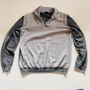 Codice Sweater Wool 1/4 Zip Pullover Made in Italy Designer Grey Academic Librar